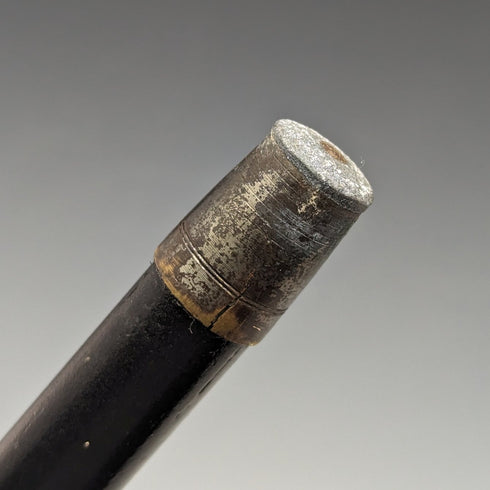 1920年 英国アンティーク 紳士用ステッキ 純銀彫刻 丸ハンドル ブラックシャフト 91.5cm